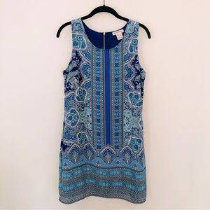 Artisan NY Paisley Print Shift Dress Navy Blue Women’s 2